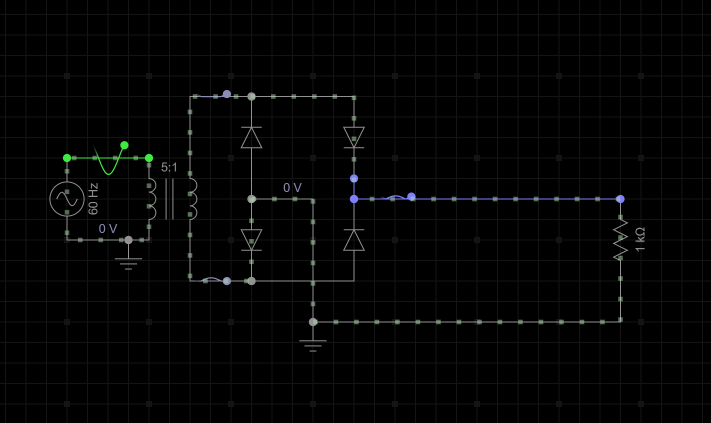 Why does the AC power output from a transformer light up an LED?